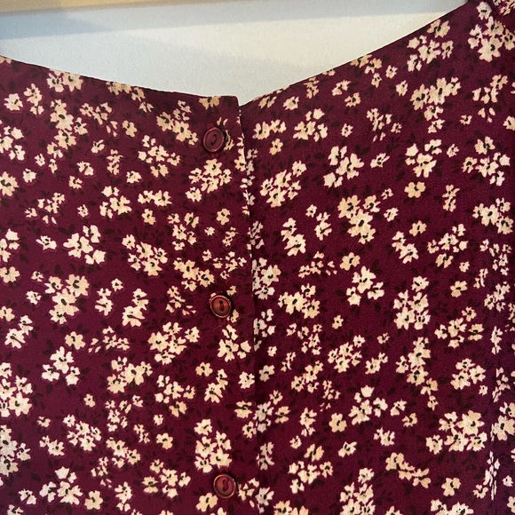 NWOT Lush Dark Burgundy Floral Button Up Blouse - Picture 4 of 5